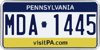PA license plate MDA1445