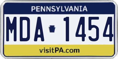 PA license plate MDA1454