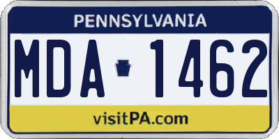 PA license plate MDA1462