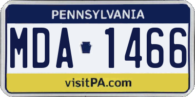 PA license plate MDA1466