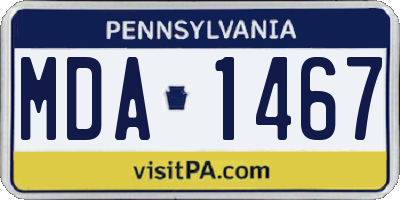 PA license plate MDA1467