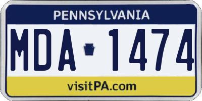 PA license plate MDA1474