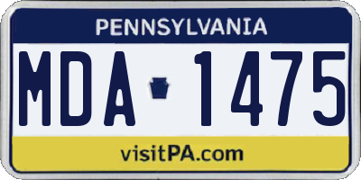 PA license plate MDA1475