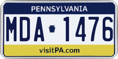 PA license plate MDA1476