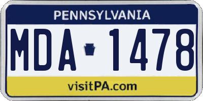 PA license plate MDA1478