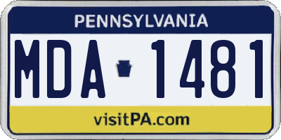 PA license plate MDA1481