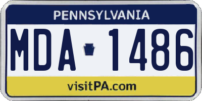 PA license plate MDA1486