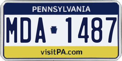 PA license plate MDA1487