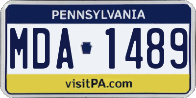 PA license plate MDA1489