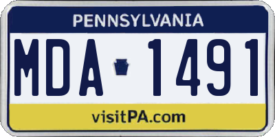 PA license plate MDA1491