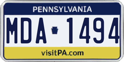 PA license plate MDA1494