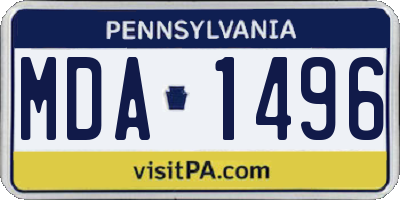 PA license plate MDA1496