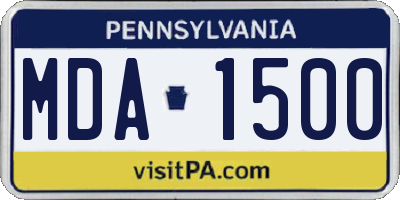 PA license plate MDA1500