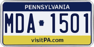 PA license plate MDA1501
