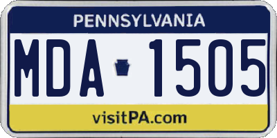 PA license plate MDA1505