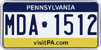 PA license plate MDA1512