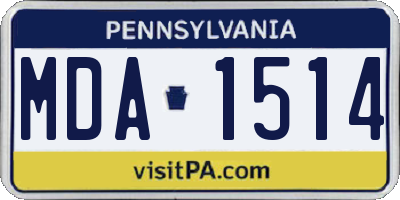 PA license plate MDA1514