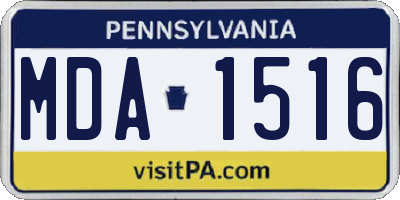 PA license plate MDA1516
