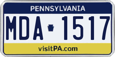 PA license plate MDA1517