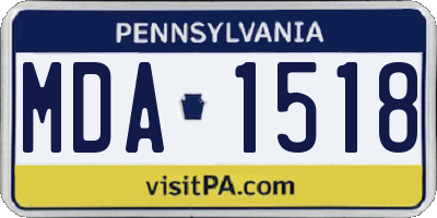 PA license plate MDA1518