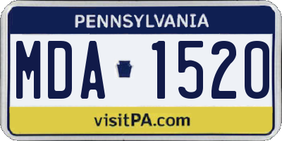 PA license plate MDA1520