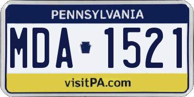 PA license plate MDA1521