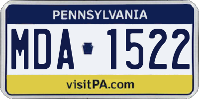 PA license plate MDA1522