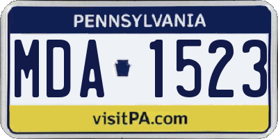 PA license plate MDA1523
