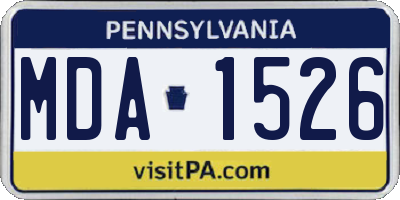 PA license plate MDA1526