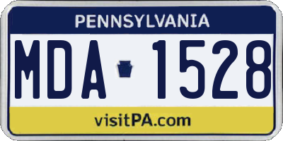 PA license plate MDA1528