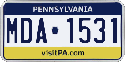 PA license plate MDA1531