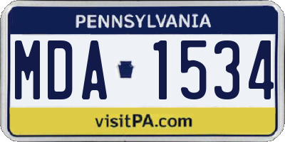 PA license plate MDA1534