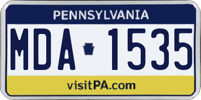 PA license plate MDA1535
