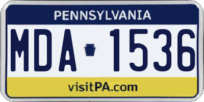 PA license plate MDA1536