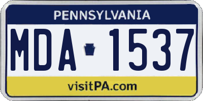 PA license plate MDA1537