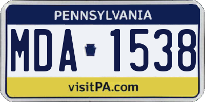 PA license plate MDA1538