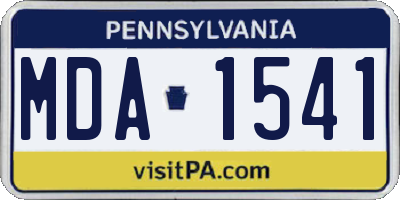 PA license plate MDA1541