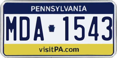 PA license plate MDA1543
