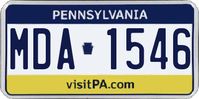 PA license plate MDA1546