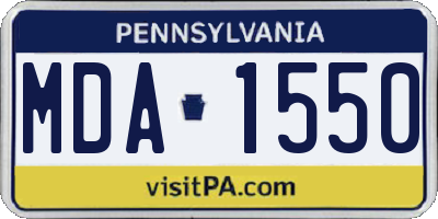 PA license plate MDA1550