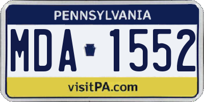 PA license plate MDA1552