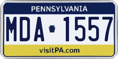 PA license plate MDA1557