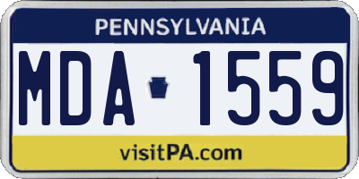 PA license plate MDA1559