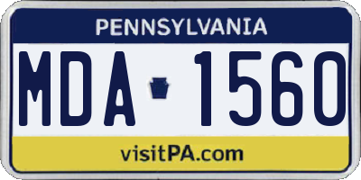 PA license plate MDA1560