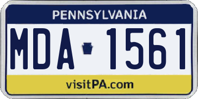 PA license plate MDA1561