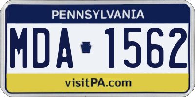 PA license plate MDA1562