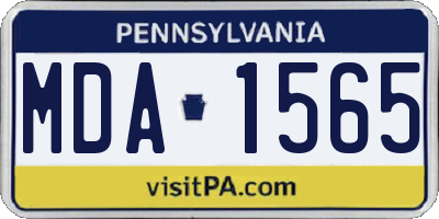 PA license plate MDA1565