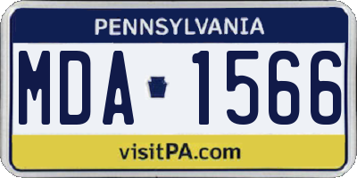 PA license plate MDA1566