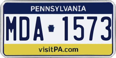 PA license plate MDA1573