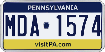 PA license plate MDA1574
